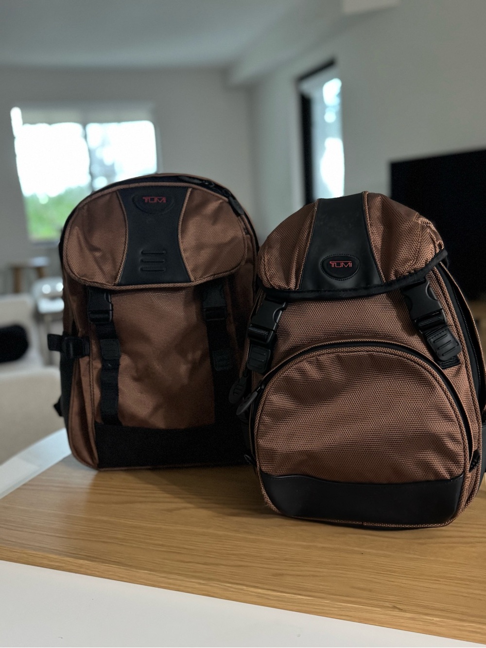 Tumi Men's Brown Nylon Backpack Duo with Black Trim